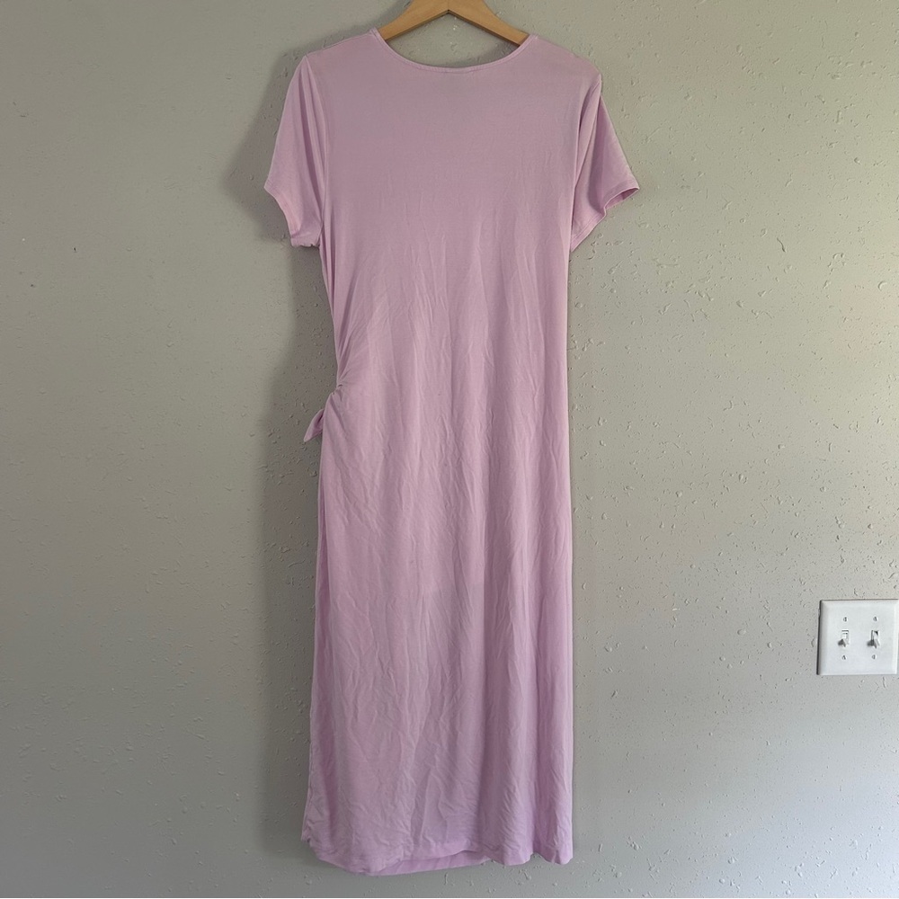 A New Day Pink Faux Wrap Midi Dress Stretch Comfy Casual Pastel Summer XL - Picture 4 of 6